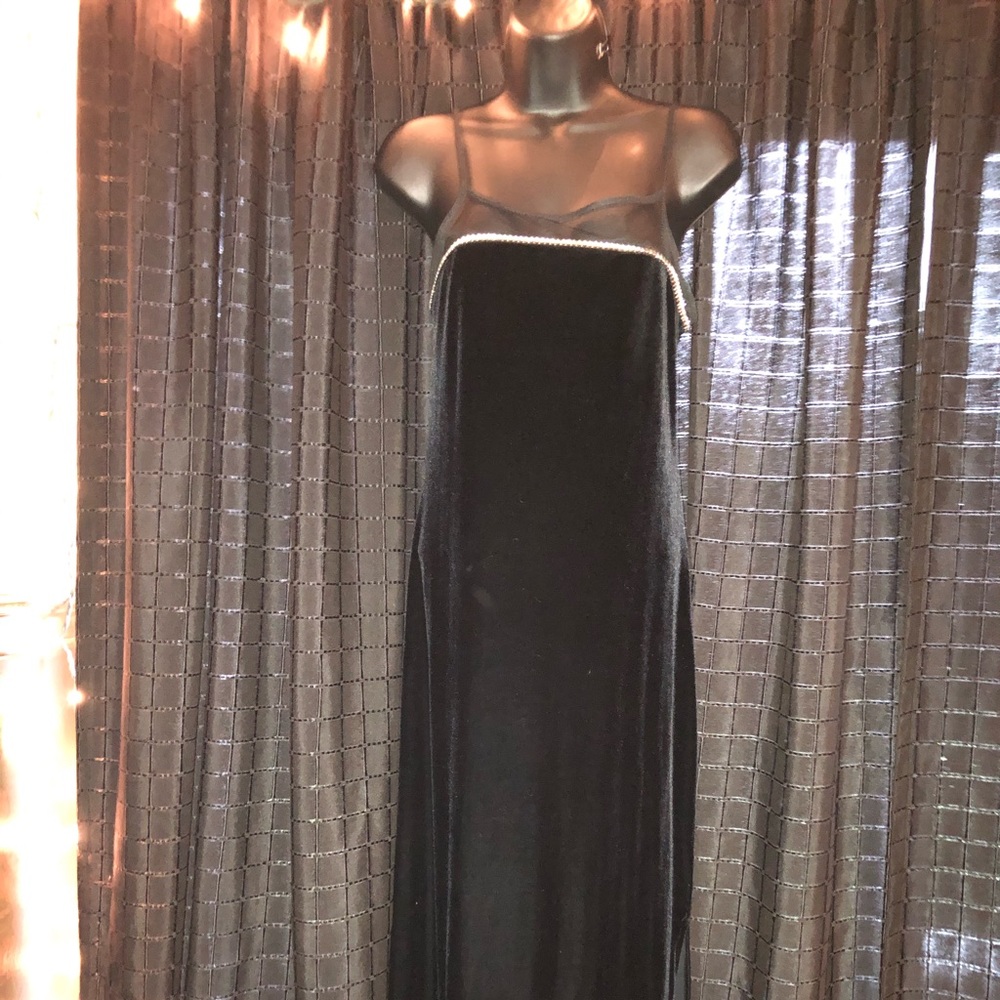 Long black velvet gown